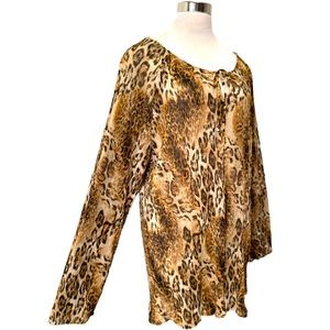 Animal Print Flowy Long Sleeve Top